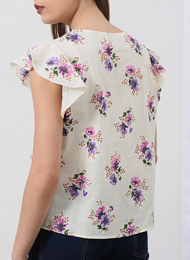 Aila Floral Printed Blouse CrÃ¨me Aop  - Image 3
