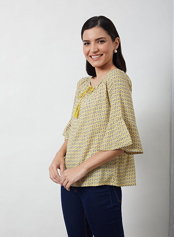 Aila Round Neck Printed Blouse CrÃ¨me Aop  - Image 3