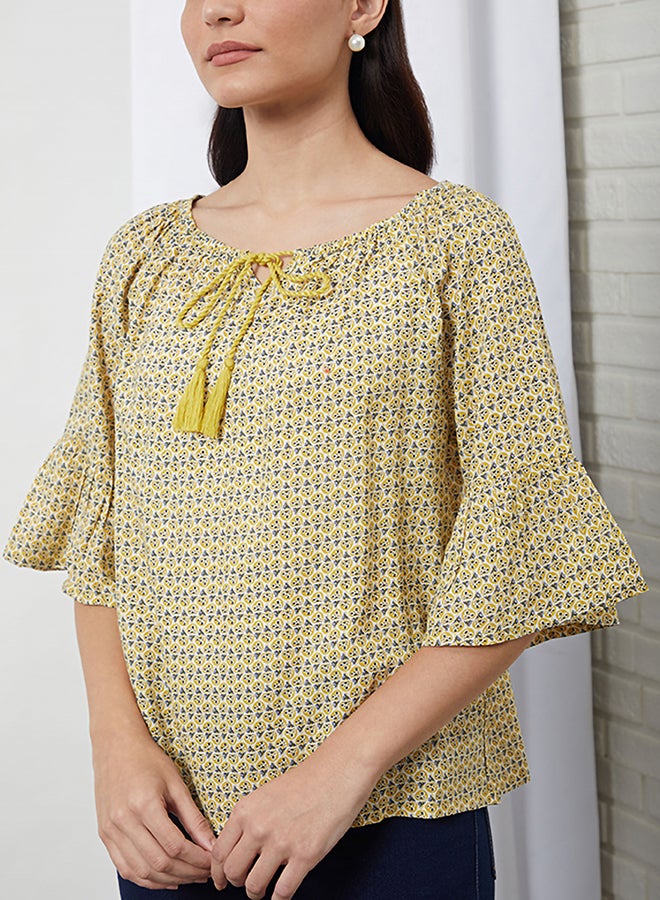 Aila Round Neck Printed Blouse CrÃ¨me Aop  - Image 4