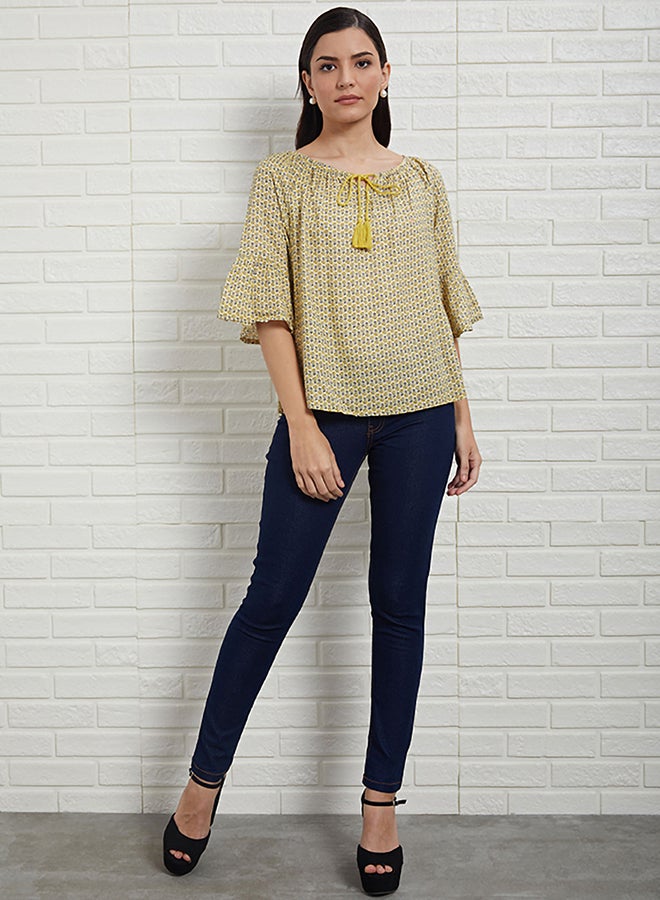 Aila Round Neck Printed Blouse CrÃ¨me Aop  - Image 5