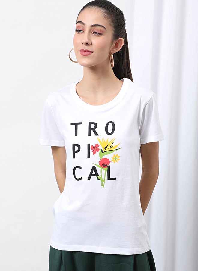 Round Neck Printed T-Shirt Bright White - v1653320092/N46536978V_1