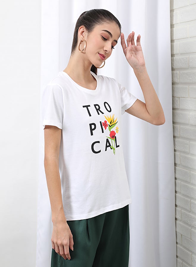 Round Neck Printed T-Shirt Bright White - v1653320092/N46536978V_2