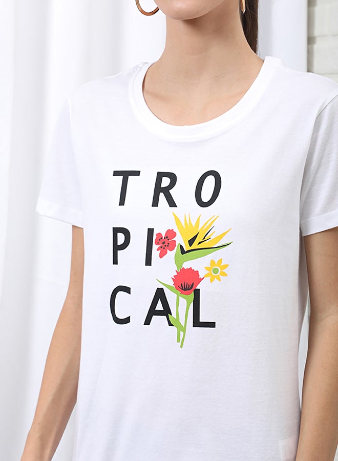 Round Neck Printed T-Shirt Bright White - v1653320092/N46536978V_4