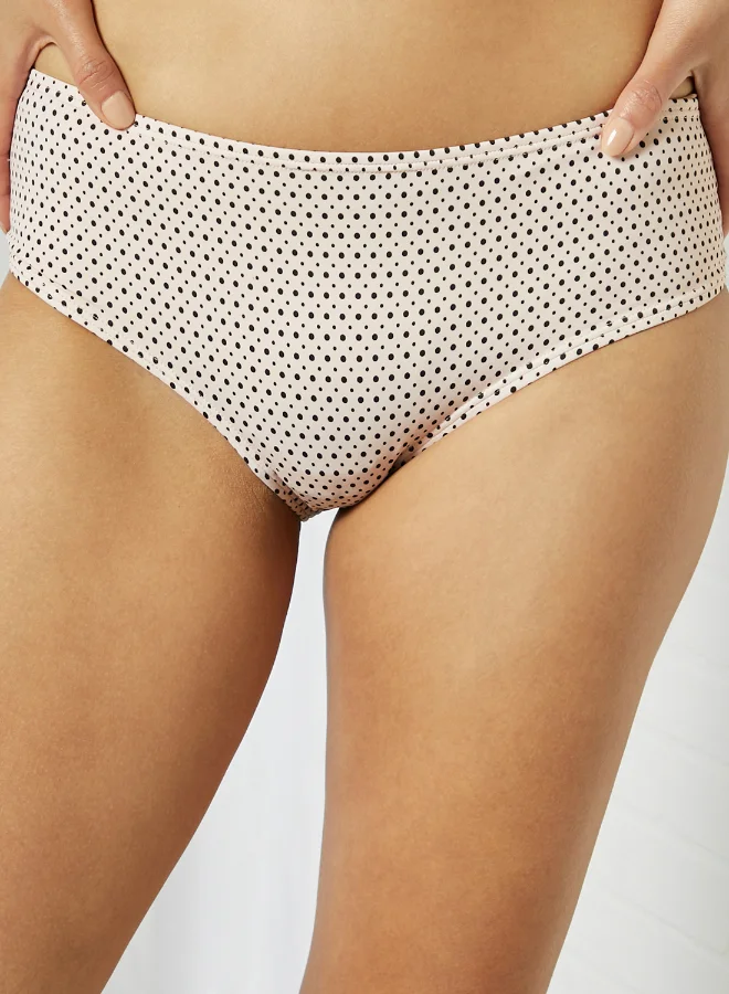 Aila Polka Dot Pattern Bikini Bottom Pink/Black
