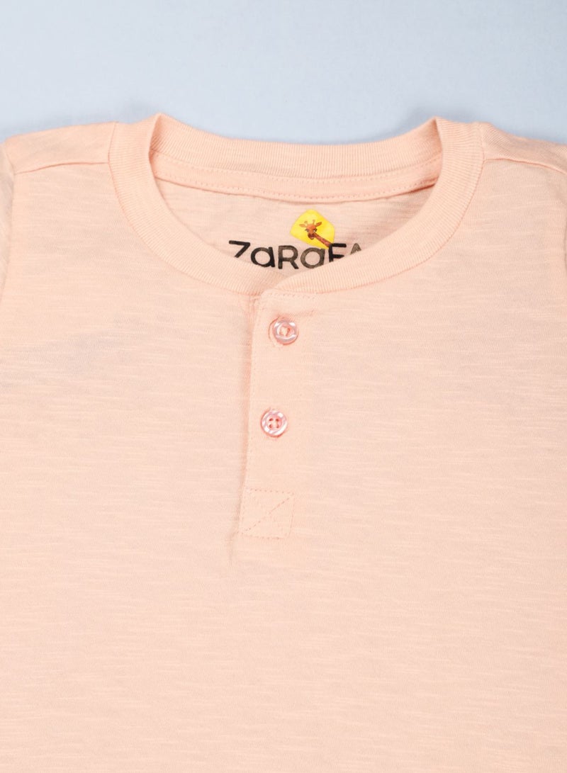Zarafa Casual Henley Neck T-Shirt Dark Pink  - Image 3