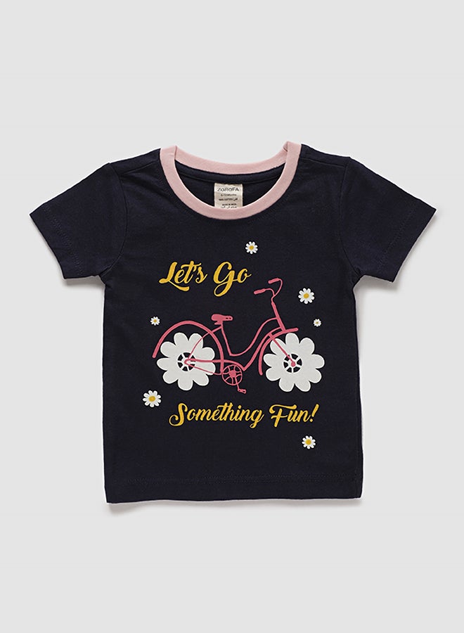 Zarafa Girls Crew Neck Short Sleeve T-Shirt Navy Blue  - Image 1
