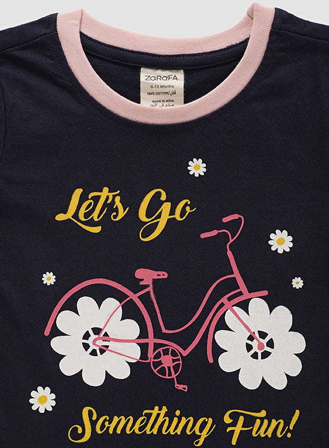 Zarafa Girls Crew Neck Short Sleeve T-Shirt Navy Blue  - Image 3