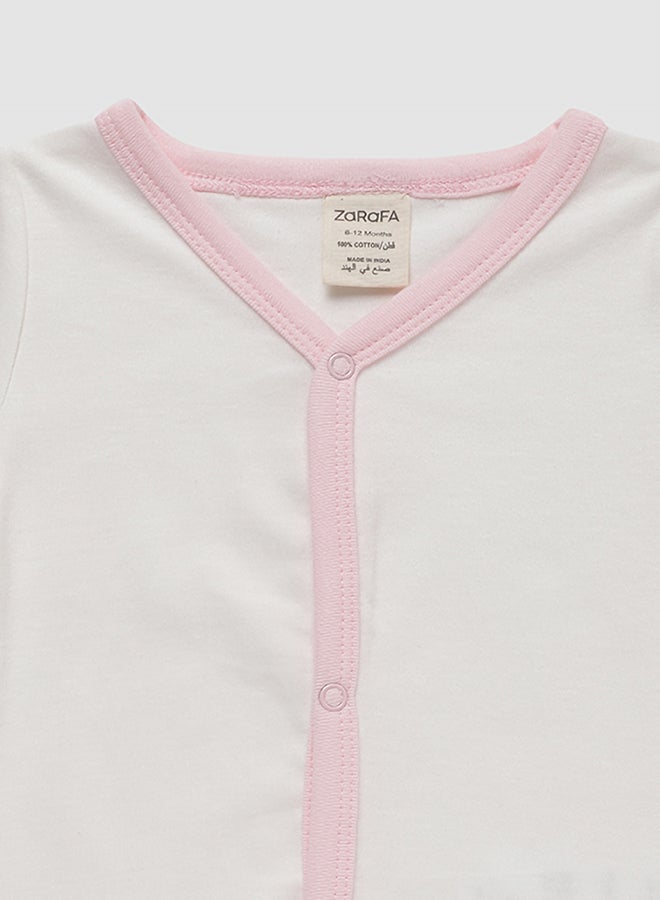 Zarafa Baby Girls V-Neck Short Sleeve T-Shirt White/Pink  - Image 3