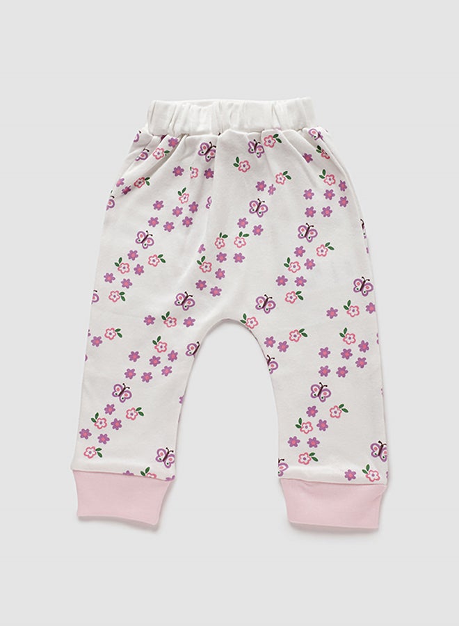 Zarafa Casual Mid-Rise Printed Pyjama Baby Pink/White - Image 1