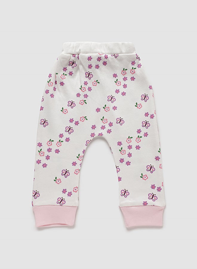 Zarafa Casual Mid-Rise Printed Pyjama Baby Pink/White - Image 2