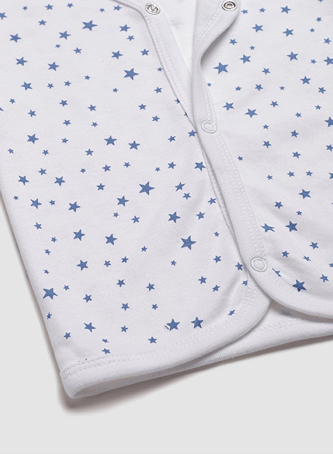 Zarafa Casual Printed V-Neck T-Shirt White/Navy Blue  - Image 4