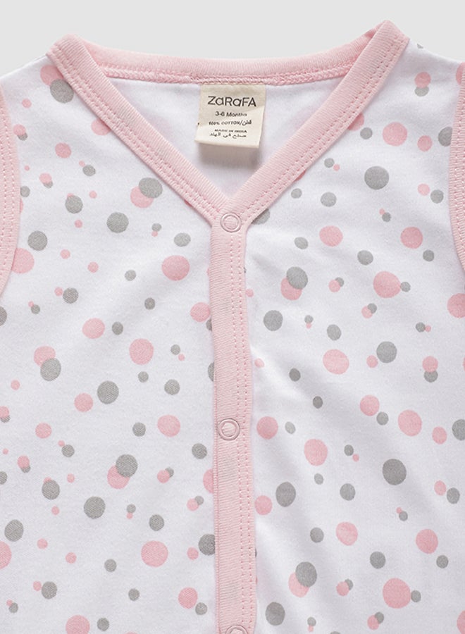 Zarafa 3-Piece V-Neck Printed T-shirt Set Pink/White  - Image 2