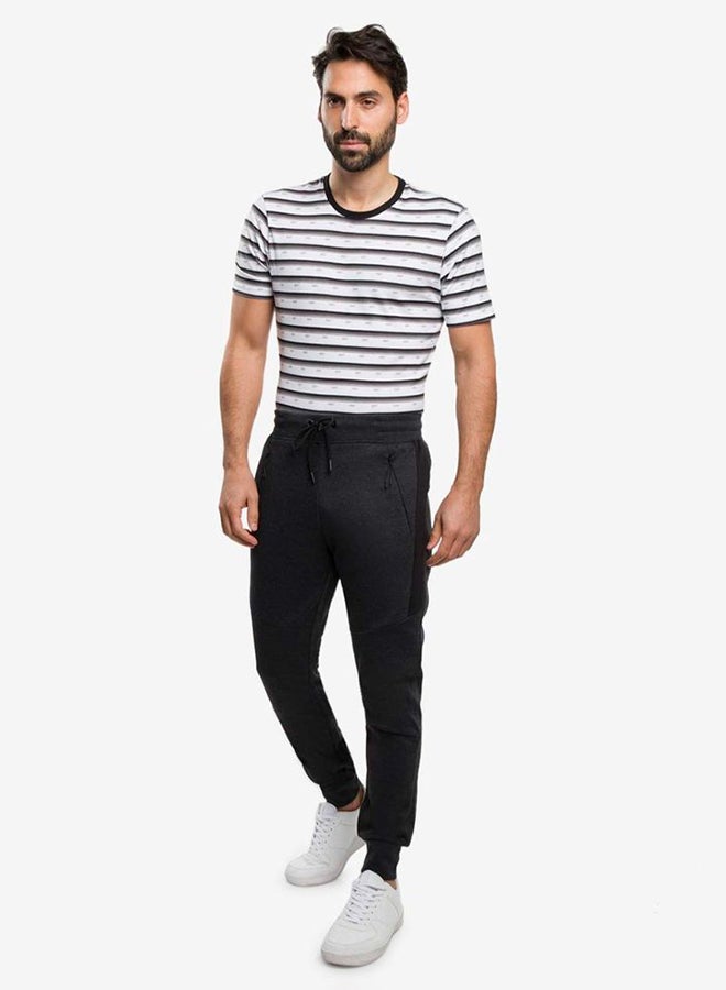 R&B Men's Slim Fit Textured Joggers Black  - Image 4