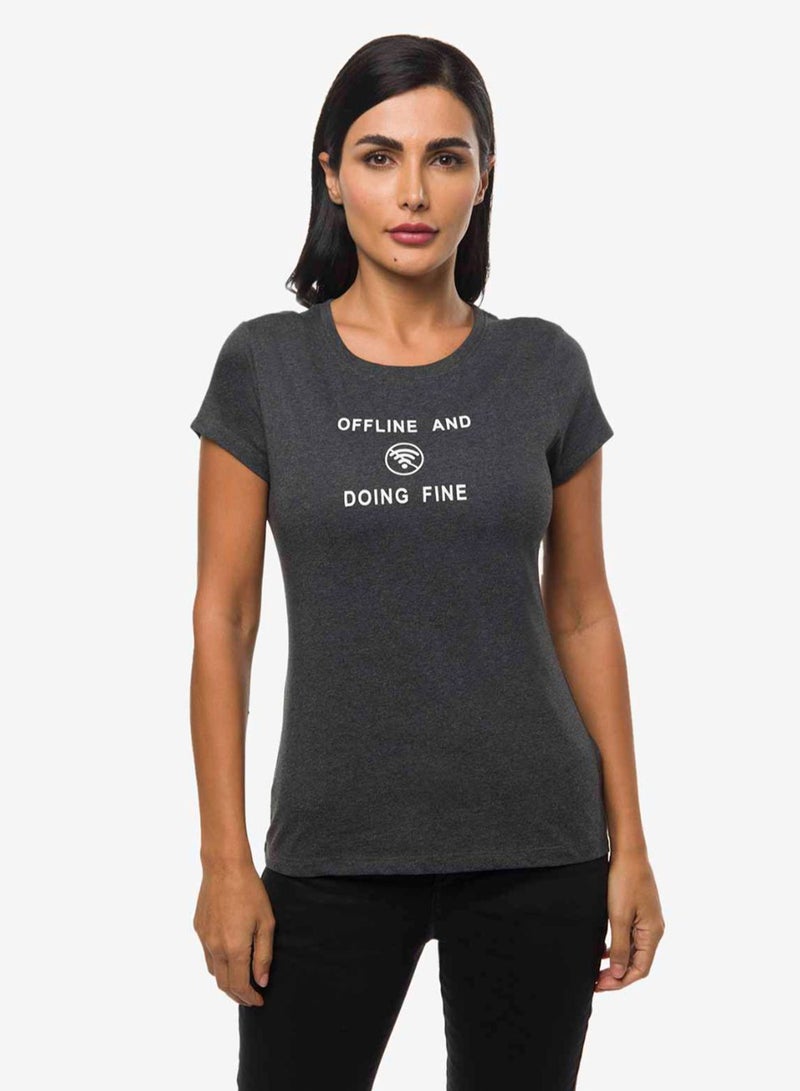 R&B Printed Comfortable T-Shirt Anthra Melange  - Image 1