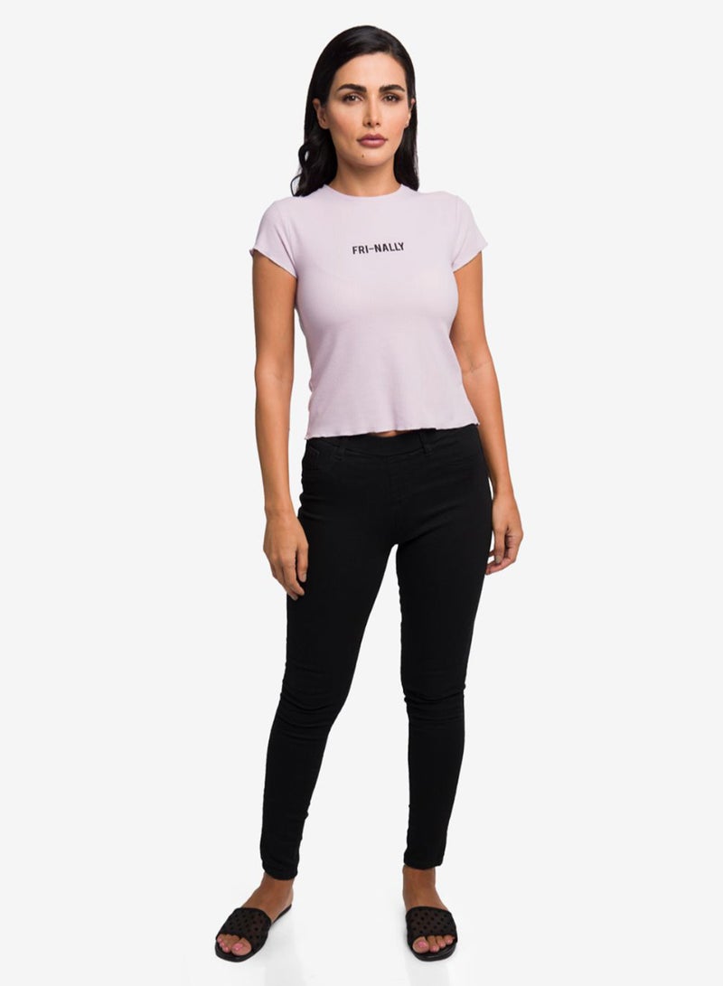 R&B Crew Neck Printed T-Shirt Lilac  - Image 3