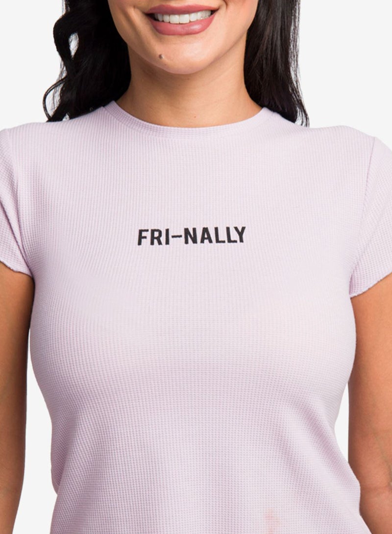 R&B Crew Neck Printed T-Shirt Lilac  - Image 4
