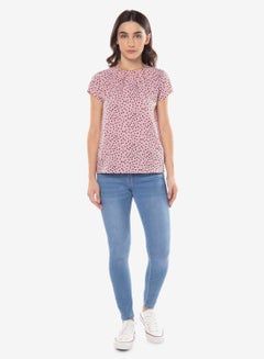 R&B Dot Printed Round Neck Top Pink  - Image 2