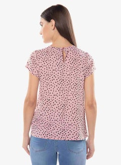 R&B Dot Printed Round Neck Top Pink  - Image 3