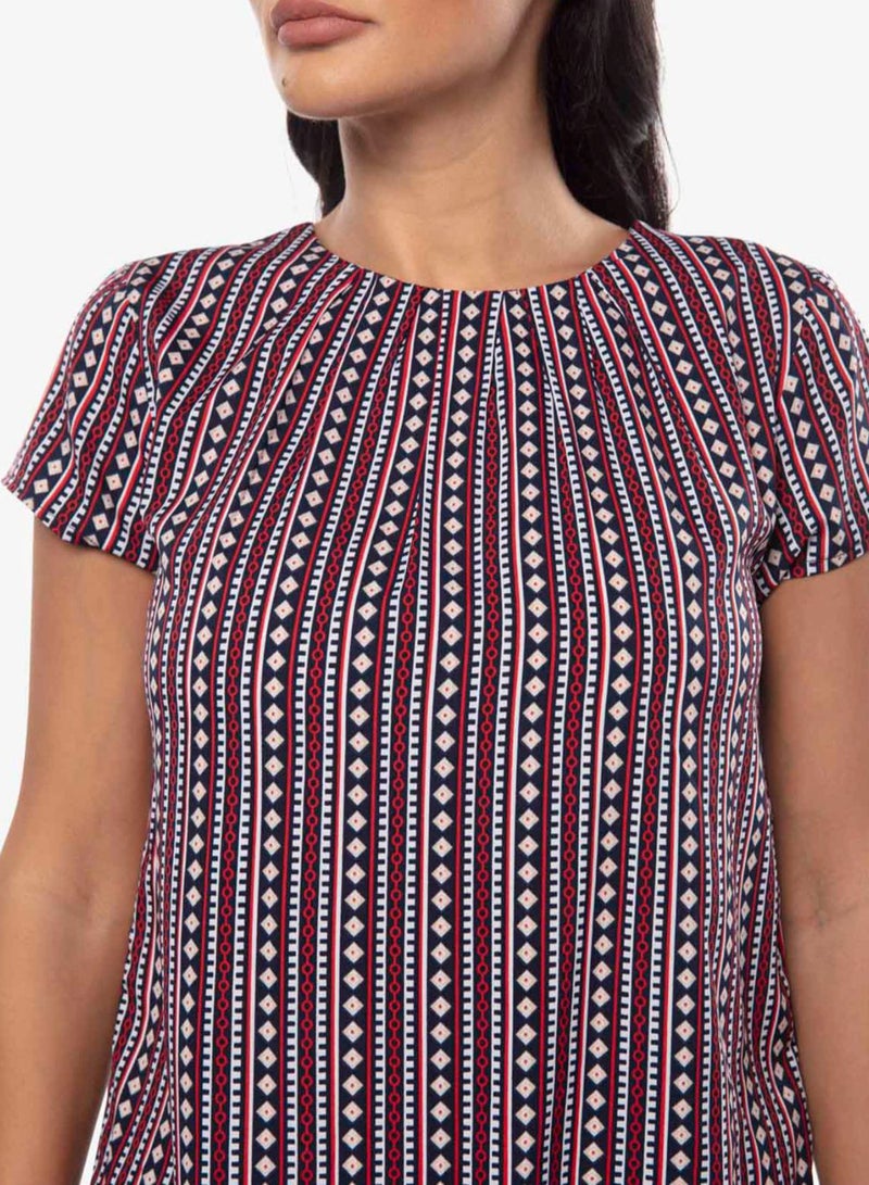 R&B Stripes Pattern Round Neck Top Multicolour  - Image 4