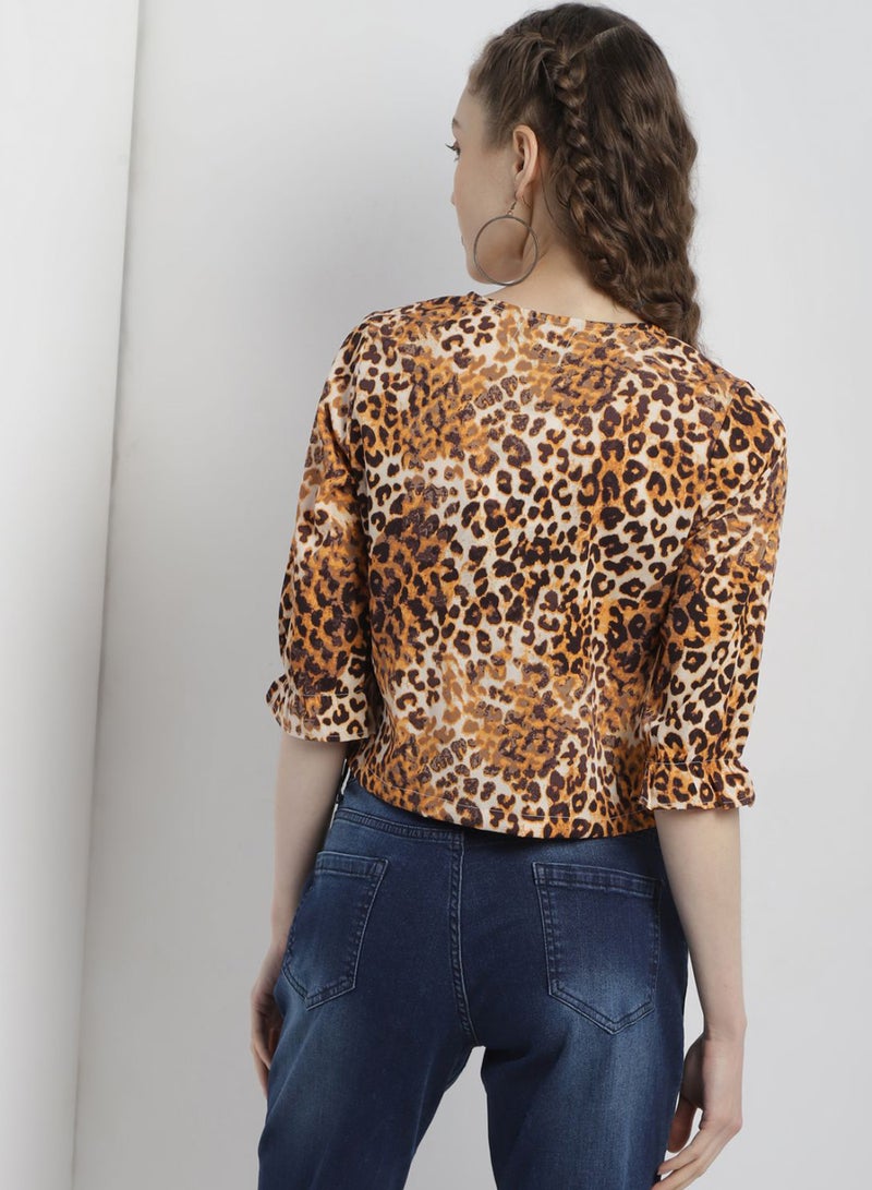 Aila - Comfortable Stylish Top Beige/Brown - Image 1