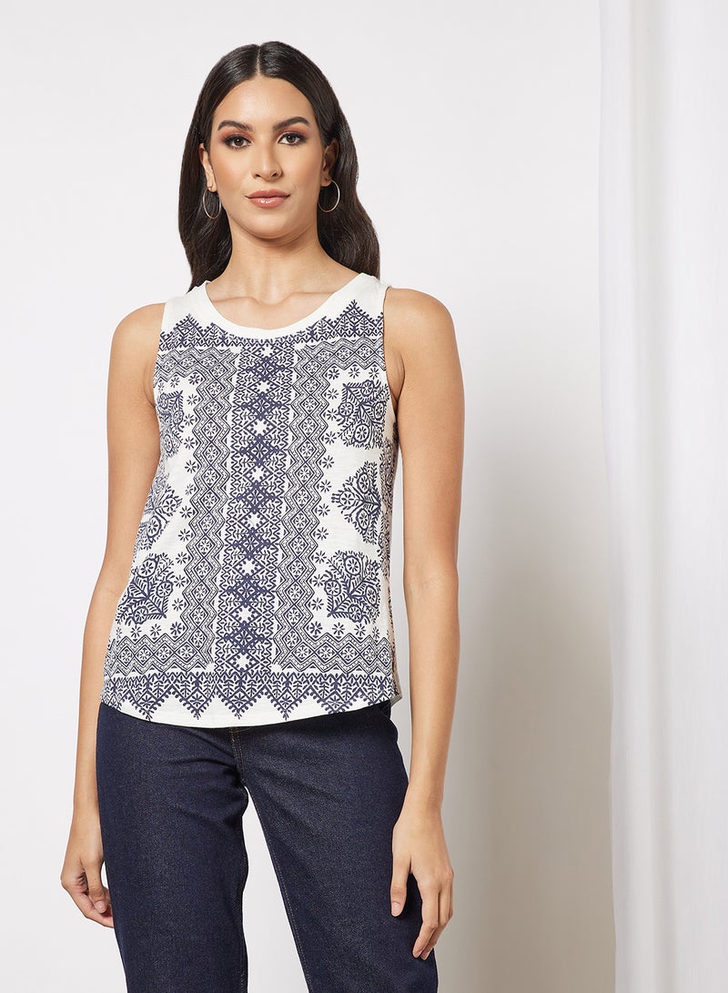 Aila Comfortable Stylish Top white/blue multicolor - Image 1