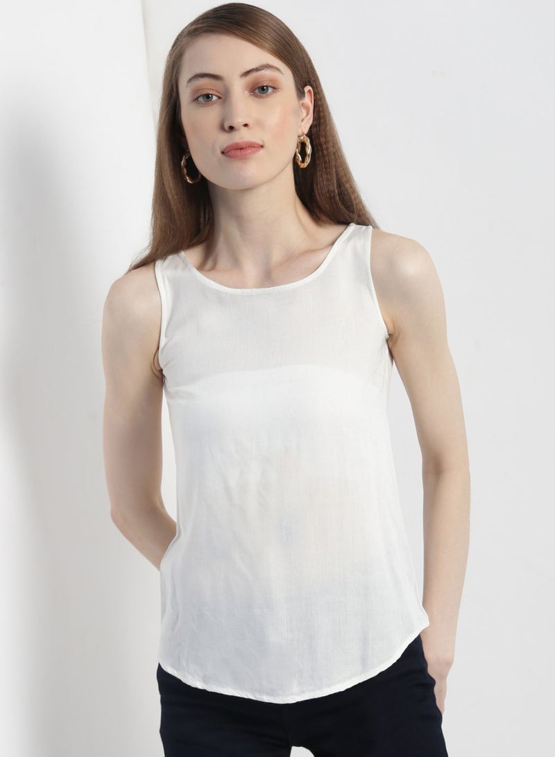 Aila Comfortable Stylish Top sleeveless White - Image 1