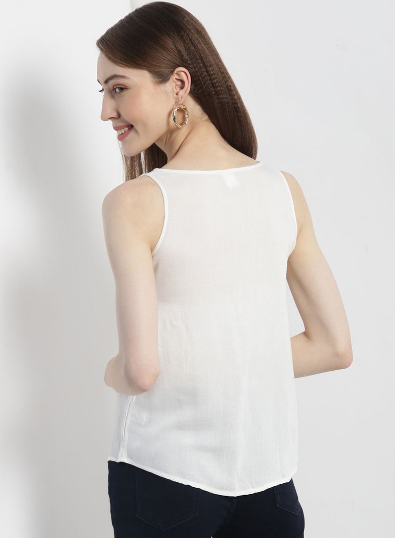 Aila Comfortable Stylish Top sleeveless White - Image 2