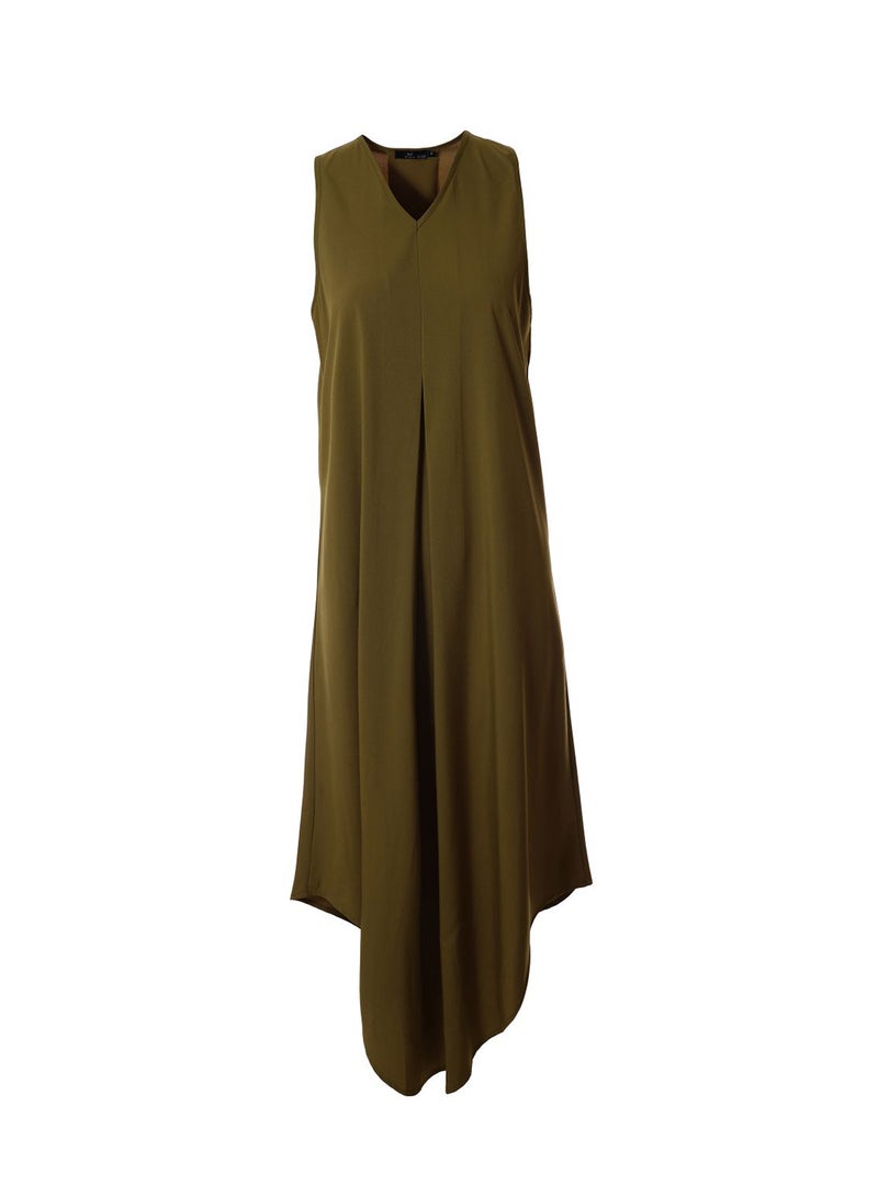 Aila Casual Sleeveless Long Evening Maxi Solid Knit Tank Dress 73 Seaweed - Image 1