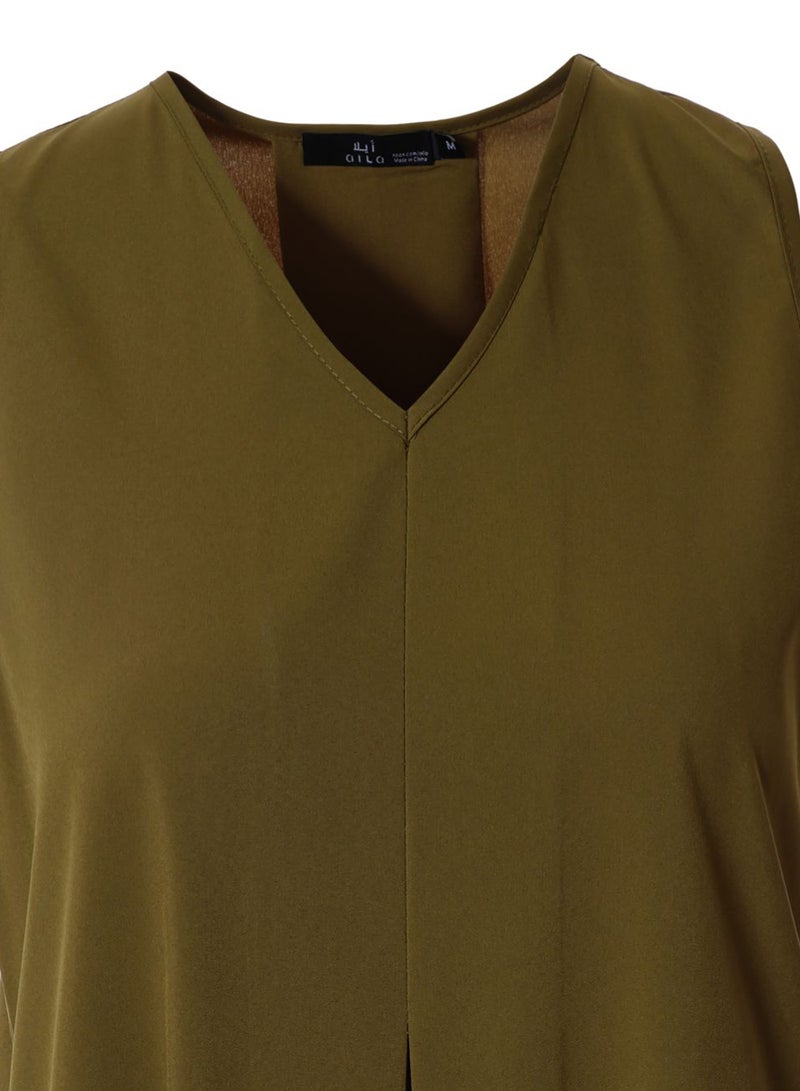 Aila Casual Sleeveless Long Evening Maxi Solid Knit Tank Dress 73 Seaweed - Image 3
