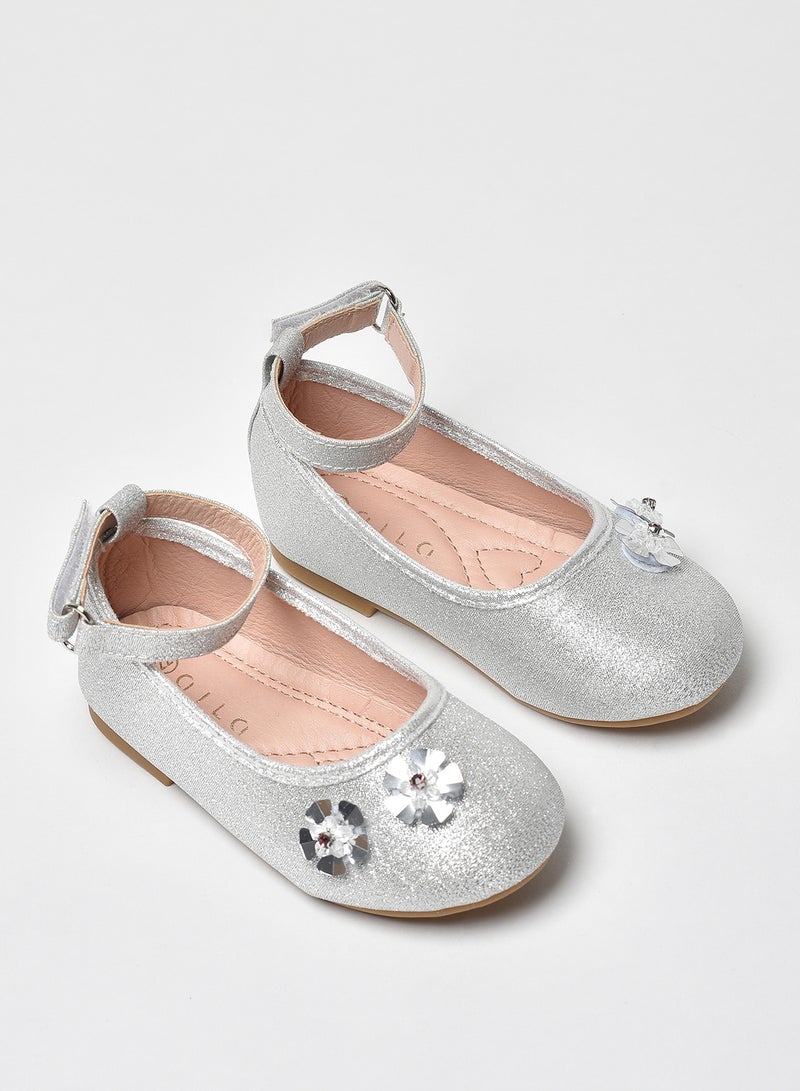 Aila - Dyed Pattern Flat Ballerinas Silver - Image 1