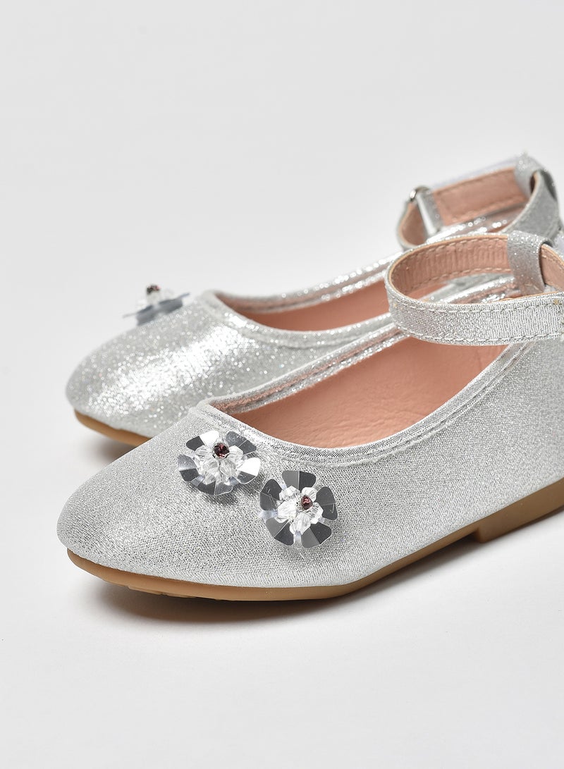 Aila - Dyed Pattern Flat Ballerinas Silver - Image 1