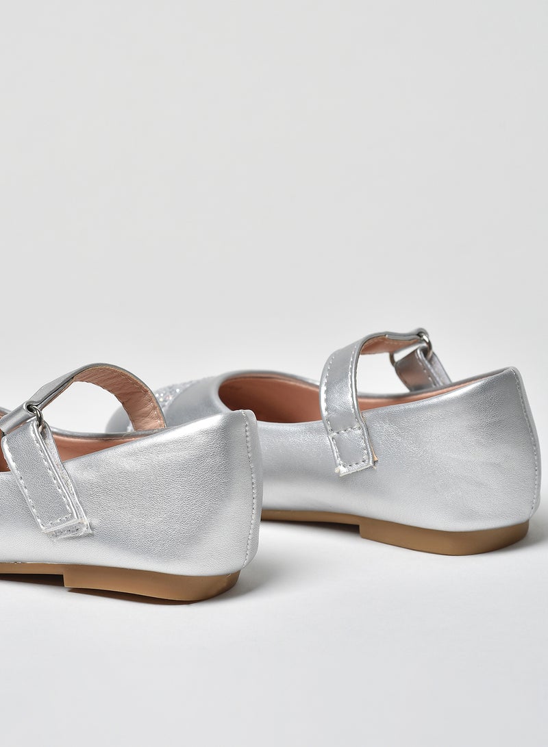 Aila - Dyed Pattern Flat Ballerinas Silver - Image 1