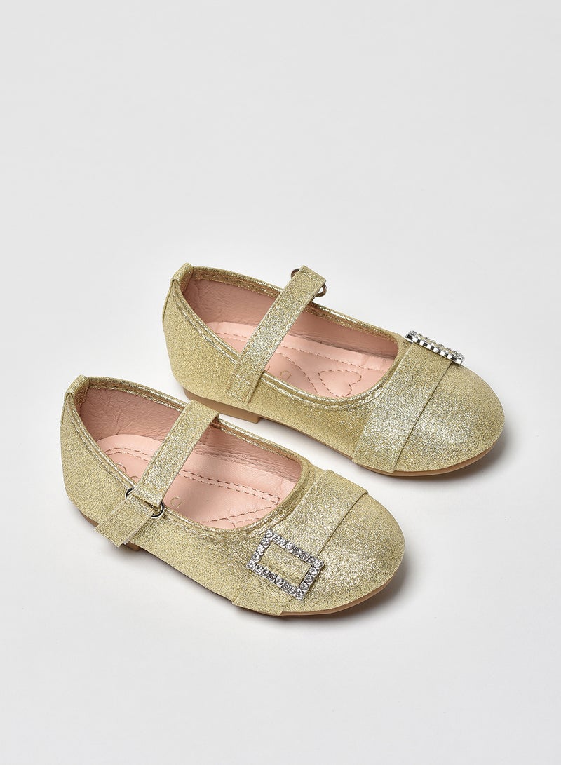 Aila - Dyed Pattern Flat Ballerinas Gold - Image 1