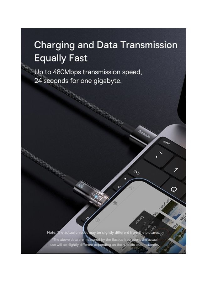 Baseus - USB To Lightning Fast Charging Cable For iPhone 14 Pro Max Auto Power Off Data Transfer Cord For iPhone 14 13 12 11 Pro Max Mini XS Plus 2.4A Black - Image 1