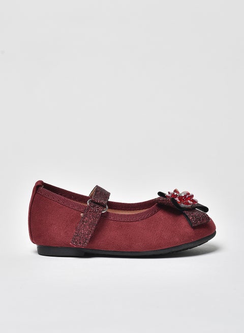 Dyed Pattern Flat Ballerinas Wine