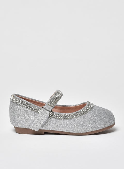 Dyed Pattern Flat Ballerinas Silver