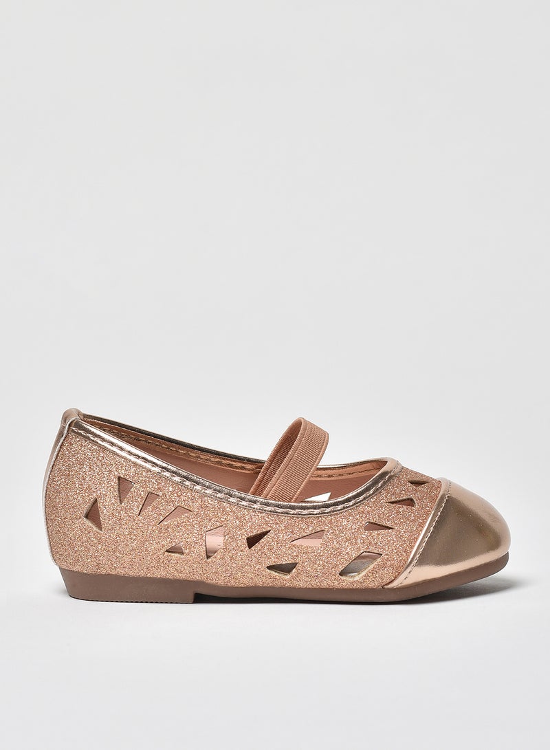 Aila - Dyed Pattern Flat Ballerinas Champagne - Image 1