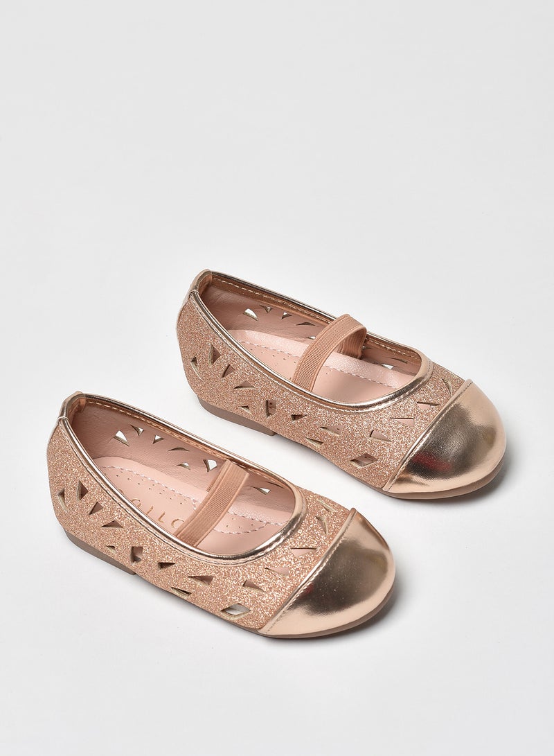 Aila - Dyed Pattern Flat Ballerinas Champagne - Image 1