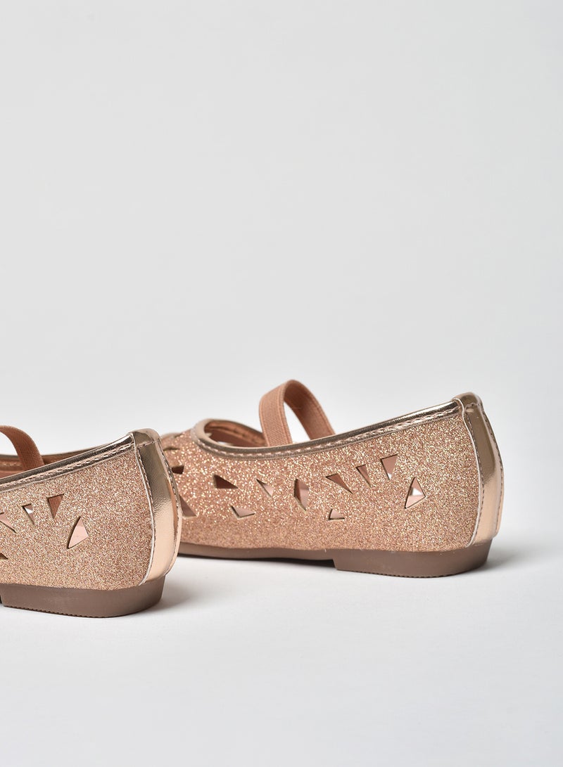 Aila - Dyed Pattern Flat Ballerinas Champagne - Image 1