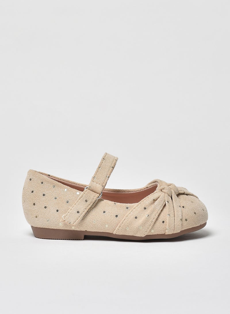 Aila - Polka Dot Pattern Flat Ballerinas Beige - Image 1