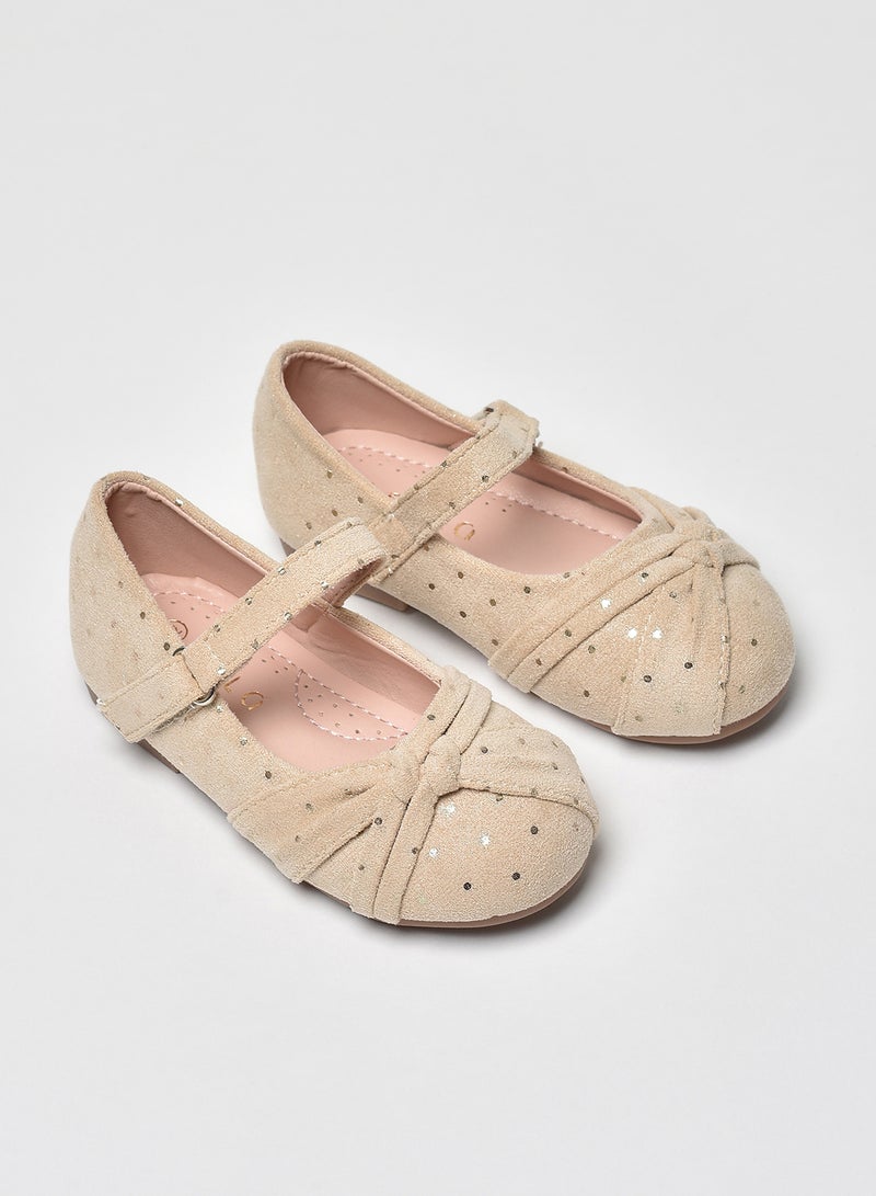 Aila - Polka Dot Pattern Flat Ballerinas Beige - Image 1