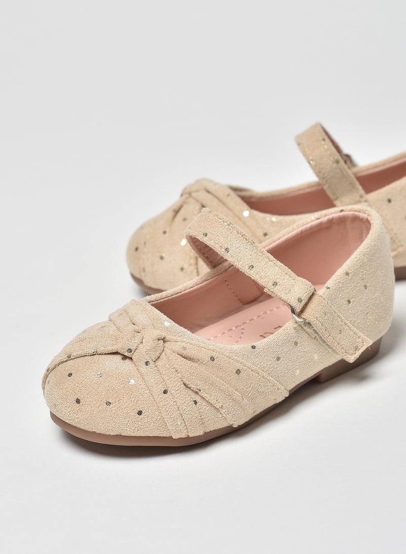 Aila - Polka Dot Pattern Flat Ballerinas Beige - Image 1