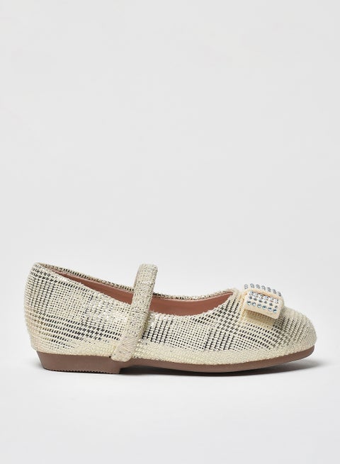 Dyed Pattern Flat Ballerinas Gold