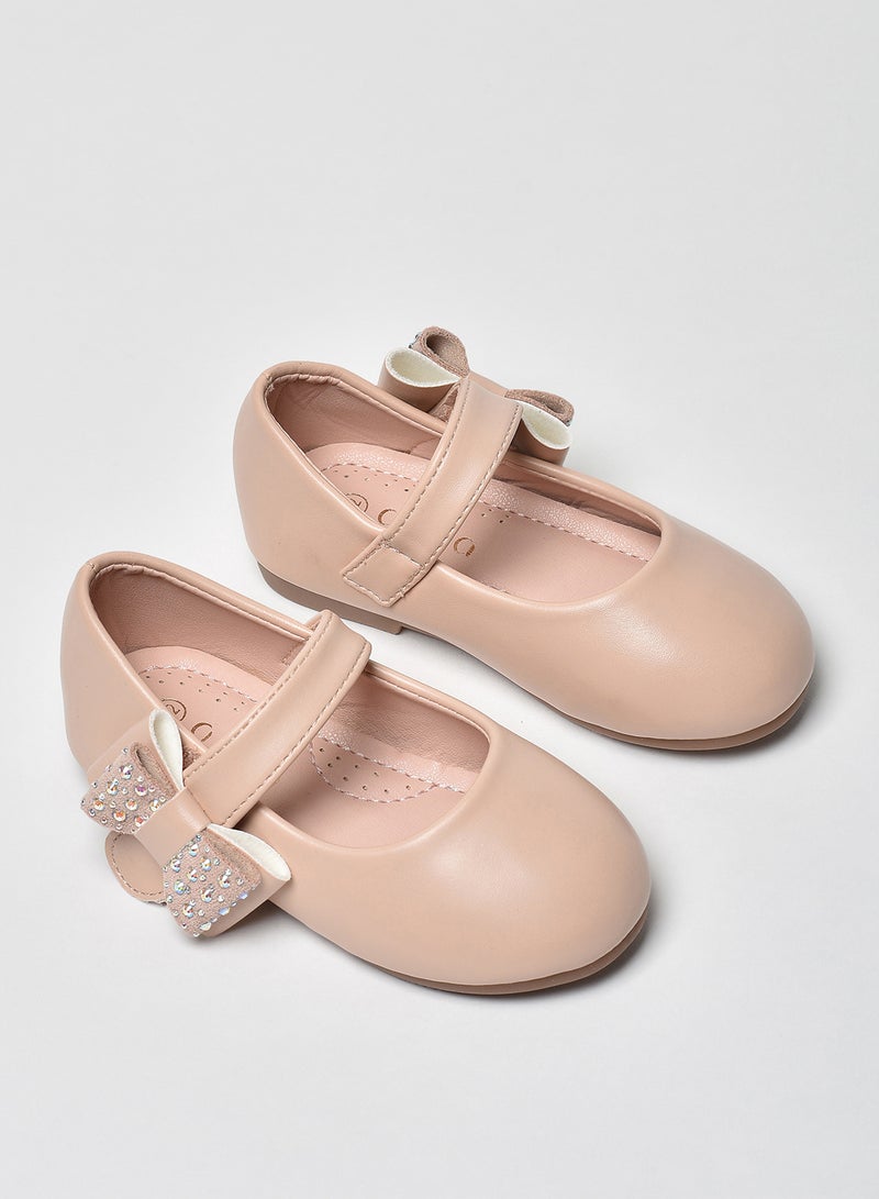 Aila - Velcro Flat Ballerinas Nude Pink - Image 1