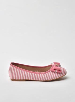 Stripes Flat Ballerinas Pink