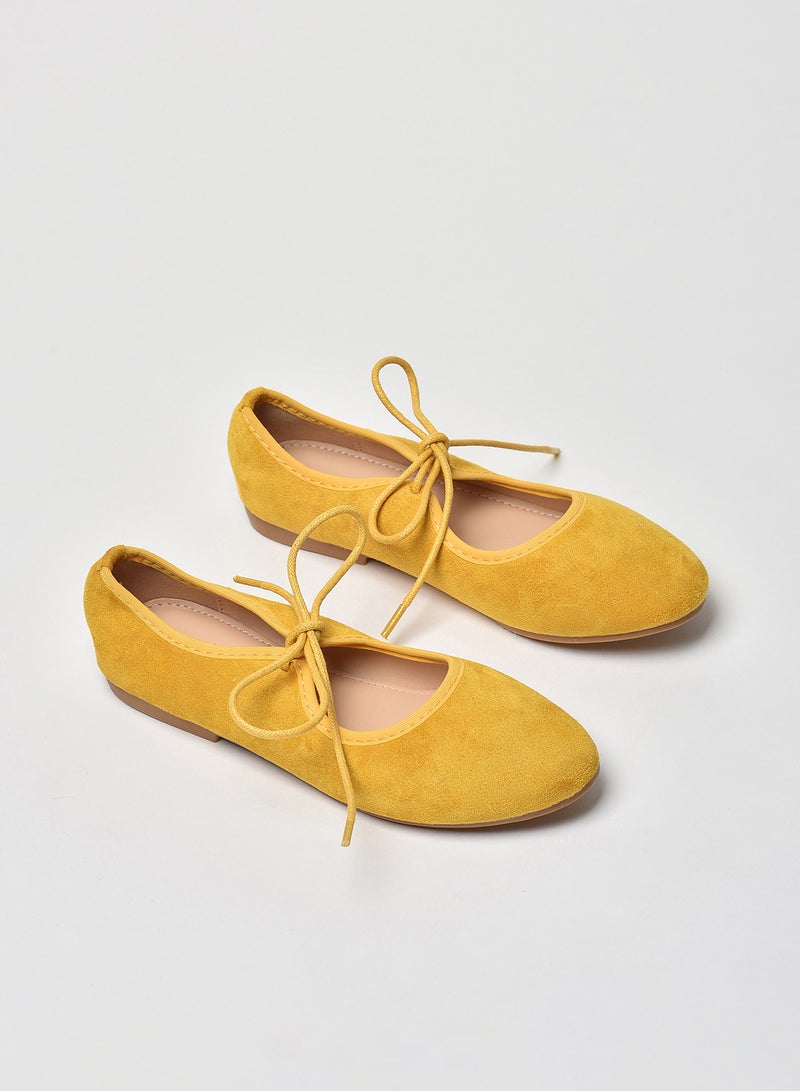 Aila - Dyed Pattern Flat Ballerinas Yellow - Image 1