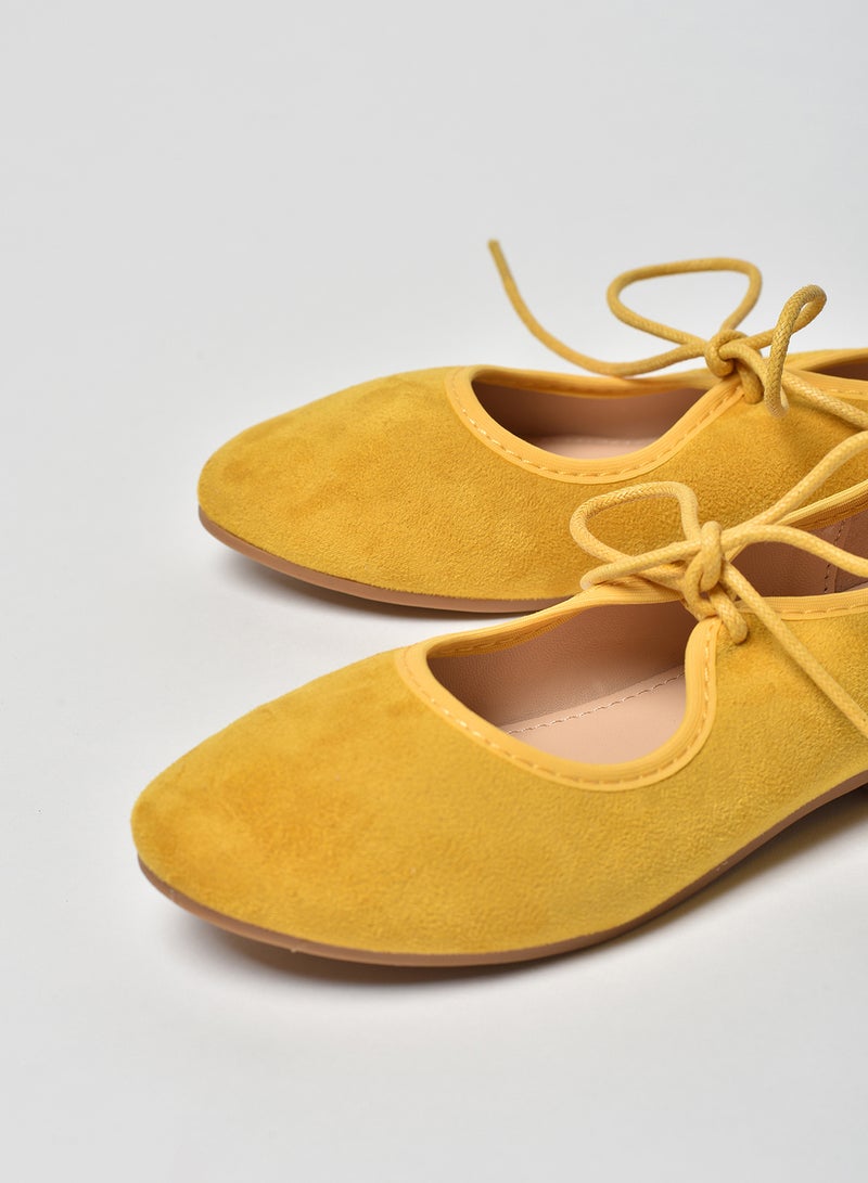 Aila - Dyed Pattern Flat Ballerinas Yellow - Image 1