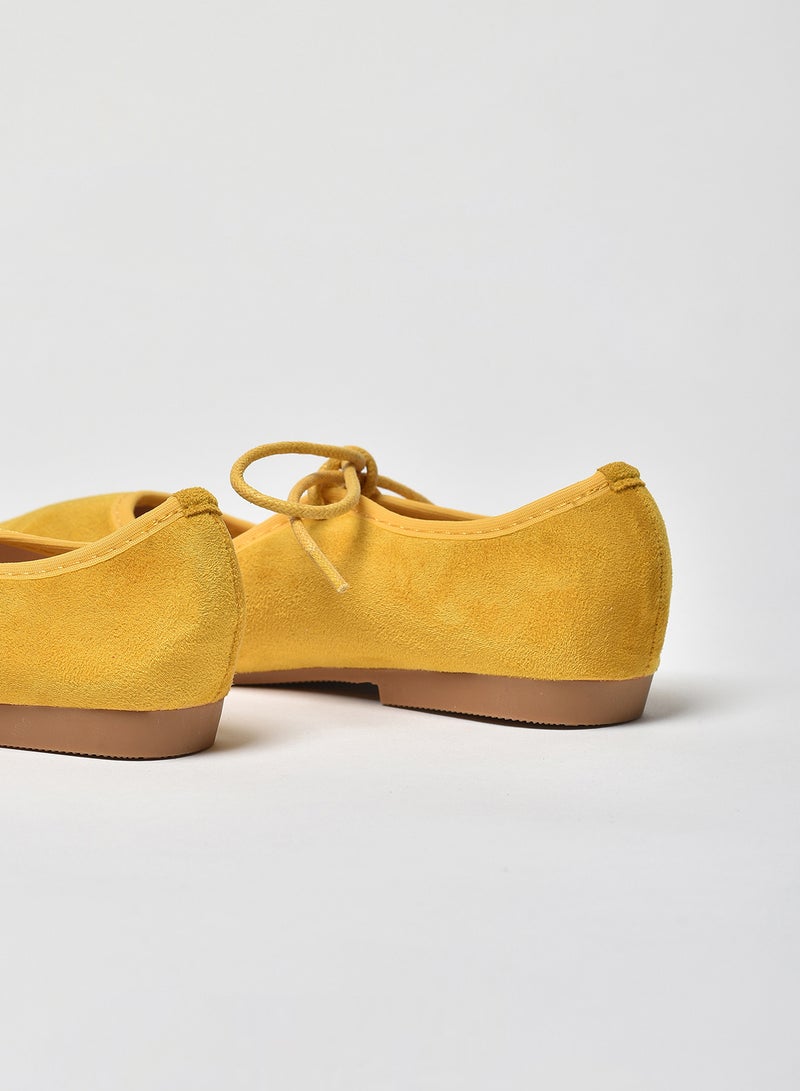 Aila - Dyed Pattern Flat Ballerinas Yellow - Image 1