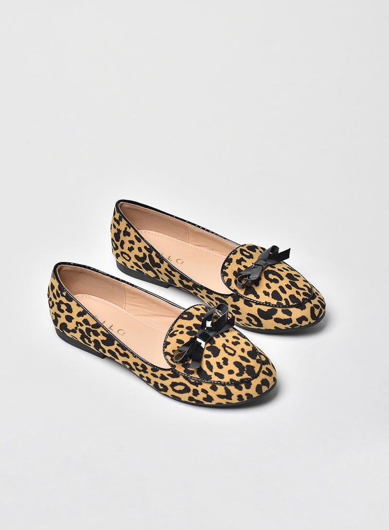 Aila - Animal Printed Flat Ballerinas Light Brown - Image 1