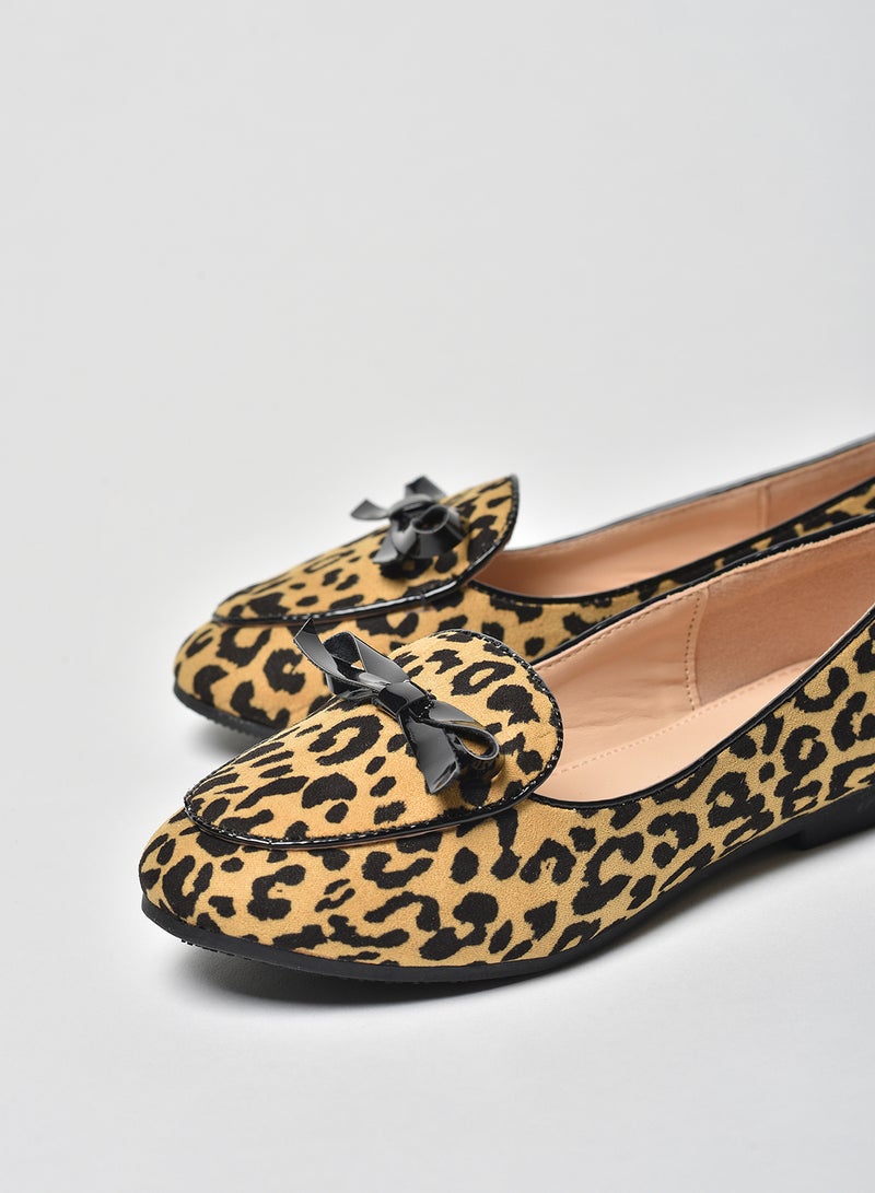 Aila - Animal Printed Flat Ballerinas Light Brown - Image 1